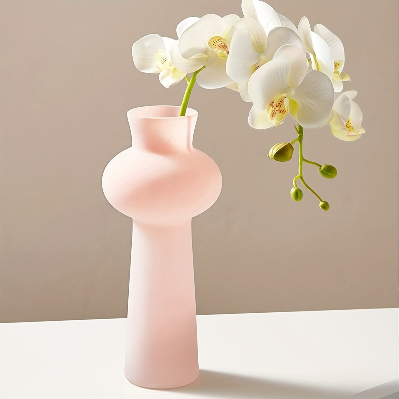 Elegant Nordic-Inspired Glass Vase Pink & Green 1pc Elegant Nordic-Inspired Glass Vase - Modern Minimalist Cylinder Shape Decor for Living Room, Hydroponic Flower Arrangement Display