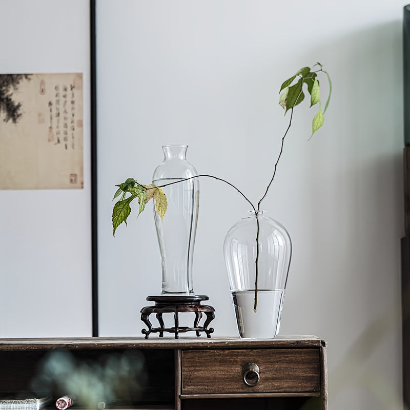 Elegant Clear Glass Vase - Traditional Chinese-Inspired Minimalist Design, Cylindrical Shape for Contemporary Home Decor, Perfect for Flower Arrangements and Creative Display Pieces, Flower Vases Home Decor