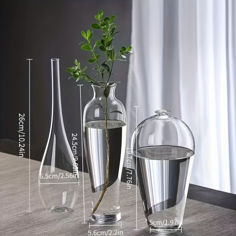 Elegant Clear Glass Vase - Traditional Chinese-Inspired Minimalist Design, Cylindrical Shape for Contemporary Home Decor, Perfect for Flower Arrangements and Creative Display Pieces, Flower Vases Home Decor