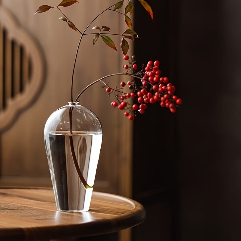 Elegant Clear Glass Vase - Traditional Chinese-Inspired Minimalist Design, Cylindrical Shape for Contemporary Home Decor, Perfect for Flower Arrangements and Creative Display Pieces, Flower Vases Home Decor
