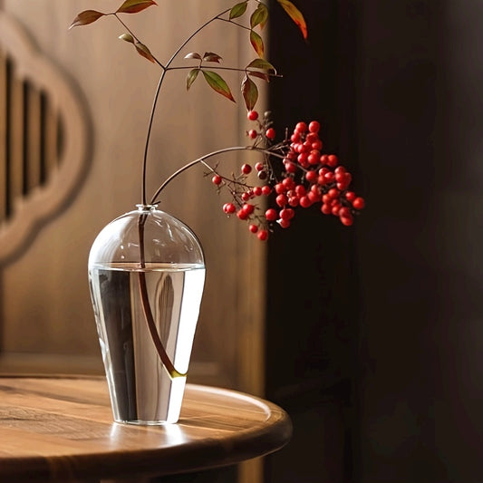 Elegant Clear Glass Vase - Traditional Chinese-Inspired Minimalist Design, Cylindrical Shape for Contemporary Home Decor, Perfect for Flower Arrangements and Creative Display Pieces, Flower Vases Home Decor
