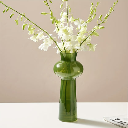 Elegant Nordic-Inspired Glass Vase Pink & Green 1pc Elegant Nordic-Inspired Glass Vase - Modern Minimalist Cylinder Shape Decor for Living Room, Hydroponic Flower Arrangement Display