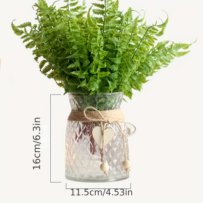 1pc Handcrafted Clear Glass Vase with Heart Charm - Uncharged Decorative Glass Jar for Flowers, Ideal for Home Decor, Bedroom Accents, and Birthday Gifts (Flowers Not Included)
