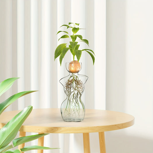 Elegant Female Silhouette Glass Vase for Plant Propagation and Flower Arrangement - Ideal for Seed Sprouting, Water Rooting, and Home Decor - Perfect for Avocado, Spheres, and Plant Cuttings, Avocado Plant Decor