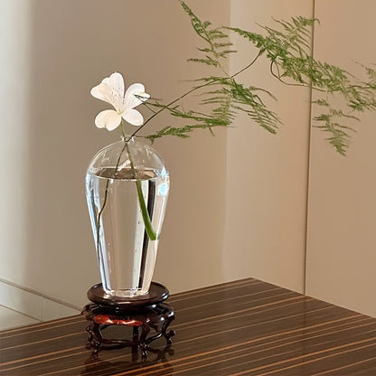 Elegant Clear Glass Vase - Traditional Chinese-Inspired Minimalist Design, Cylindrical Shape for Contemporary Home Decor, Perfect for Flower Arrangements and Creative Display Pieces, Flower Vases Home Decor
